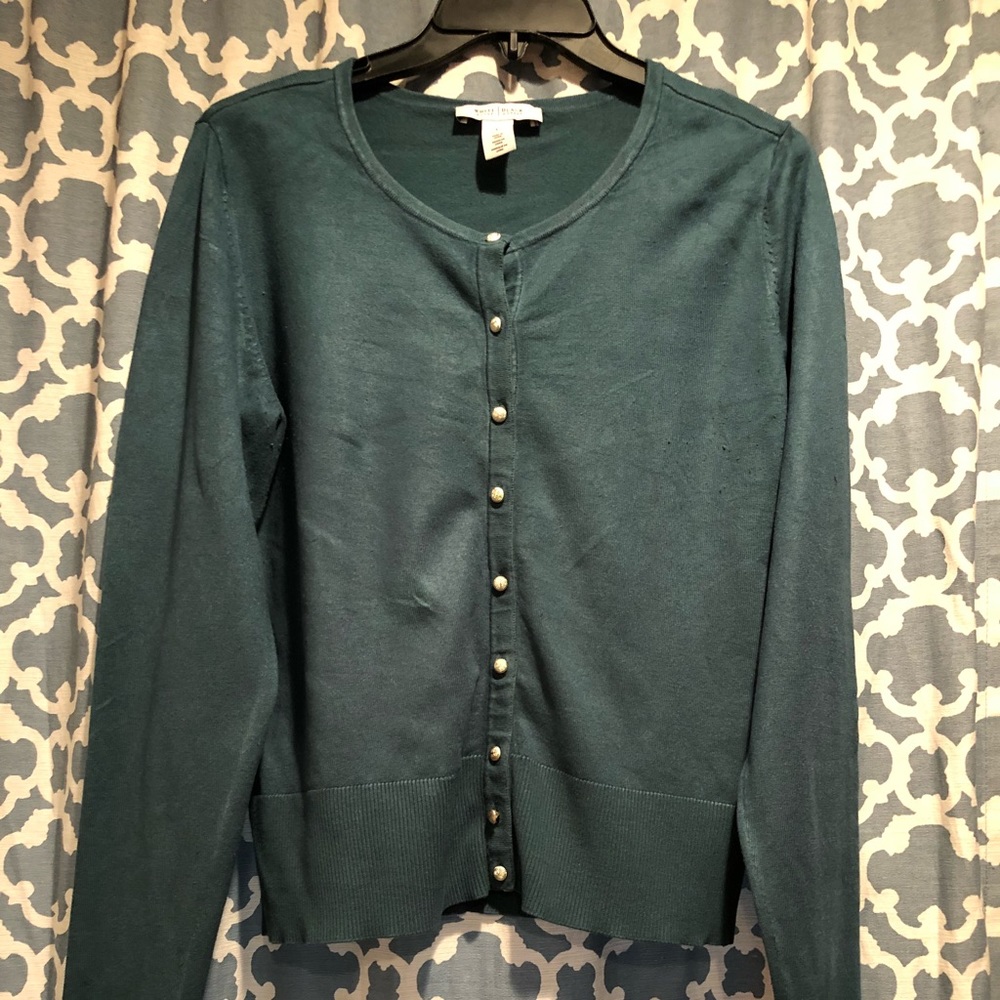 White House Black Market Cardigan Jade Green